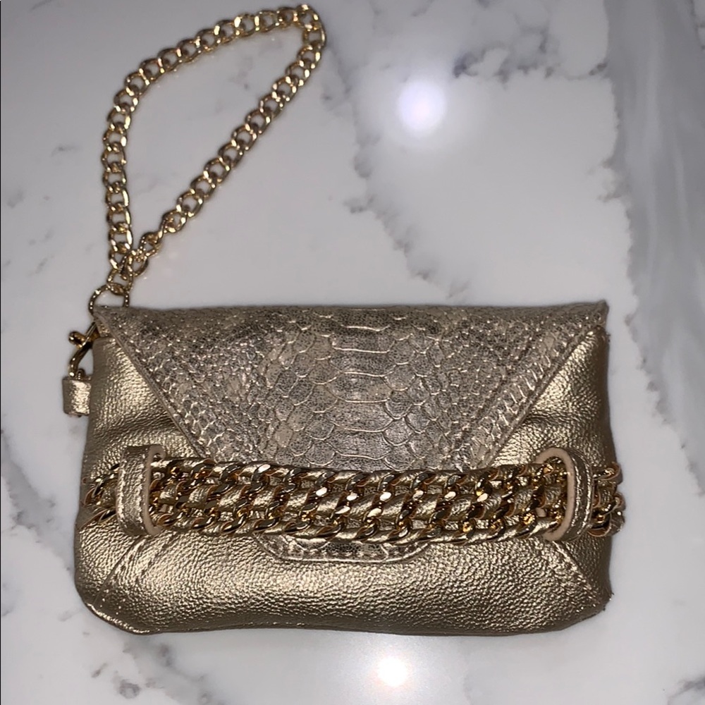 CACHE Gold Chain Clutch Bag
